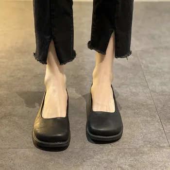 Женская обувь Slip on Round Toe Женская обувь Плоский Черный Свет Новый Летом 2023 Повседневная Рутина С Бесплатной Доставкой Корейская Весна