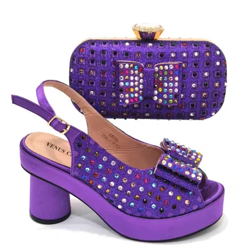 Модный дизайн Big Sparkle Diamond Envelope Сумки Длинная плоская сумка и остроконечная обувь на шпильке Нигерийские женские туфли и сумки