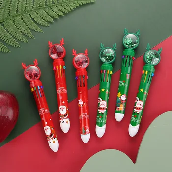 30 шт. Рождественская десятицветная шариковая ручка Рождественская шариковая ручка Ноэль Детский подарок Санта Лось Снеговик Счастливого Рождества Декор Главная