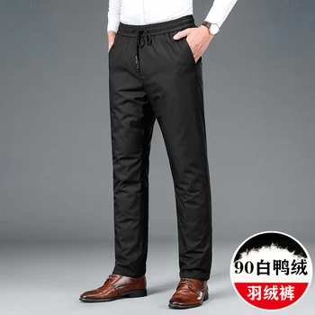 High End Пуховые брюки для мужчин 90% белый утиный пух зимние брюки мужская одежда утолщенные деловые повседневные брюки мужчины Ropa Hombre CJK