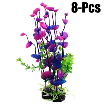 Аквариум Декор Растение Подводный Фиолетовый Реалистичный Пластик Вода Трава Водное Растение Украшение