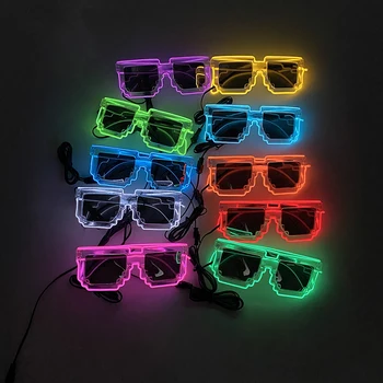  Светящиеся мозаичные очки EL Wire Light Mosaic Sunglasses Festival Party Supplies Декоративные очки для танцевальной вечеринки в ночном клубе
