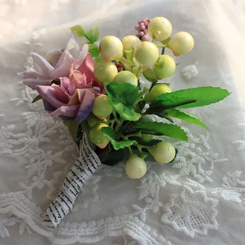 10 шт./лот ягода невеста запястье цветок и жених корсаж для свадьбы