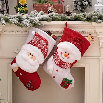 Новые рождественские высококачественные рождественские носки Вязаный старик Подарочная сумка Рождественский снеговик Подарочная сумка Большие носки