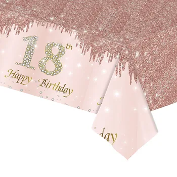 Розовое золото Бриллиант 18-й День Рождения Одноразовая посуда Девушка 18-летний Воздушный шар С восемнадцатью днями рождения принцессы Воздушный шар