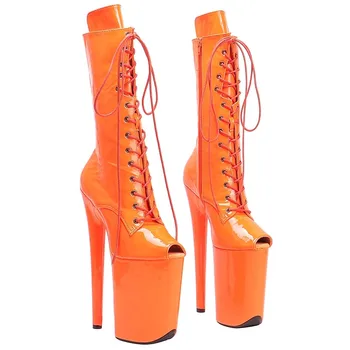 LAIJIANJINXIA Новая мода 23 см / 9 дюймов PU верхняя танцевальная обувь на высоком каблуке платформа женские современные ботильоны 047