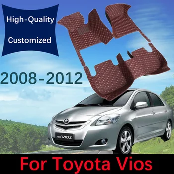 Изготовленные на заказ кожаные автомобильные коврики для Toyota Vios Belta 2008 2009 2010 2011 2012 XP90 Автомобильные ковры Коврики Подножки для ног