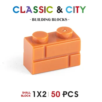 50 шт. DIY Детские цветные классические строительные блоки Игрушки Маленькие частицы Высокий кирпич 1x2 Клетчатый строительный блок Детские игрушки