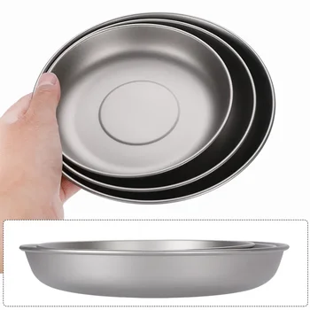  Новая посуда для пикника на открытом воздухе для кемпинга Сверхлегкая титановая посуда 2024 года Титановая тарелка для кемпинга с сетчатой сумкой Портативный