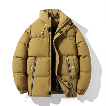 Зимнее пальто Parker Мужское модное утолщенное пальто с вырезом на стойке Однотонная повседневная свободная большая мужская куртка 8XL 2023 Новинка