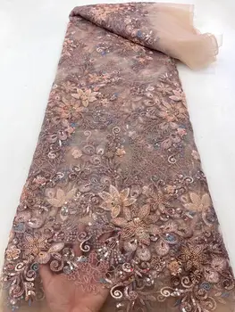 Африканская сетчатая кружевная ткань с пайетками L-1302273 Высококачественная французская кружевная ткань из тюля Нигерийские кружевные ткани для свадьбы