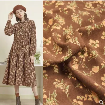 Вельветовая ткань с оранжевым цветком, коричневый низ, ветка дерева, платье, пальто Cheongsam, поверхность обуви, ткань ручной работы, T2077