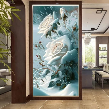 Белый цветок розы DIY 5D Алмазная живопись зимний снежный узор Diamont Вышивка натюрморт Вышивка крестом Full Drill Resin декор