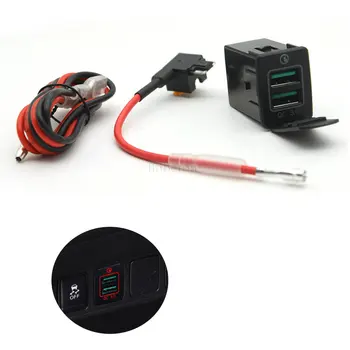 Двойное зарядное устройство QC3.0 USB Двухпортовое автомобильное быстрое зарядное устройство Порт Интерфейс Разъем Дисплей Использование для Nissan Sylphy 12-19 Serena