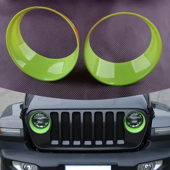2 шт. Автомобильная ABS Зеленая передняя левая и правая фара Лампа Декоративная крышка Декор Подходит для Jeep Wrangler JL 2018 2019 2020 2021