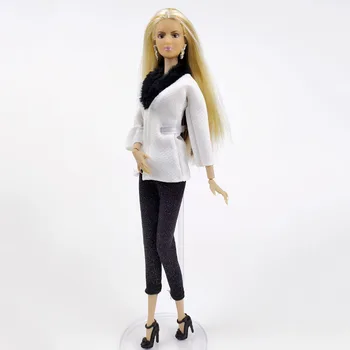  белый черный модный офис мода леди пальто и брюки брюки набор одежды для куклы Барби наряды для 1/6 БЖД куклы аксессуары