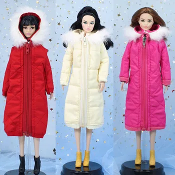 Длинное пальто Зимняя одежда Пуховик Одежда с плюшевой шапкой для 1/6 БЖД Xinyi Barbie FR ST Кукла, кукольная одежда