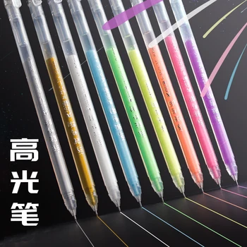 Маркер для рисования при высоком свете Ручка 9 цветов Набор Арт Эскиз Аниме Ручка с ручной росписью Металлические маркерные ручки