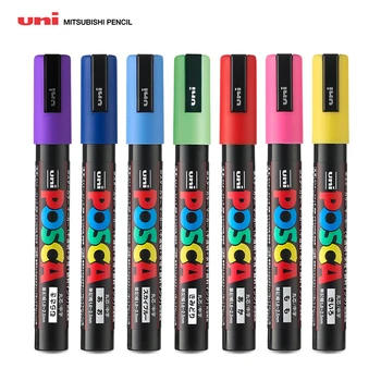 Uni Poscas Маркер PC-5M 1,8-2,5 мм POP Плакат Рекламный знак Граффити Ручка Краска ручки Художественные принадлежности Multi-Colores marcadores