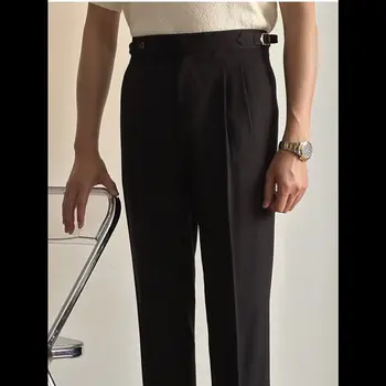 Мужские летние новые брюки Корейский стиль Тонкие повседневные брюки длиной икры Мода Светлые однотонные брюки Мужские деловые брюки C81
