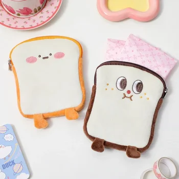 корейский мультфильм тост плюшевый кошелек для монет девушка наушники тампон для хранения различных вещей сумка студент симпатичный маленький кошелек