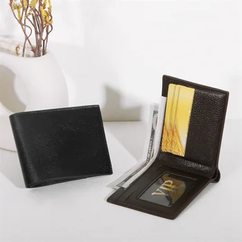 Мужской кошелек для денег, мини-тонкий кошелек из натуральной кожи, держатель кредитной карты RFID Bank, деловой минималистичный кошелек для мужчин