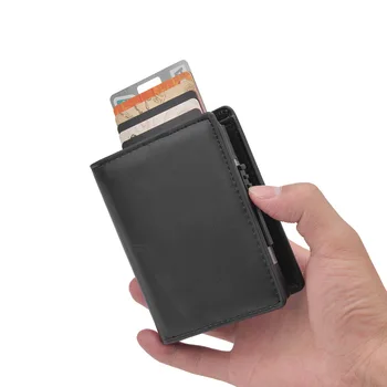 Man Smart Wallet Держатель визитной карточки Hasp RFID Кошелек Алюминиевый металлический кредитный бизнес-кошелек Mini Card