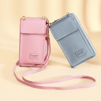  Новая сумка для мобильного телефона Женский вертикальный мобильный кошелек через плечо Модный кошелек большой емкости Простая мода
