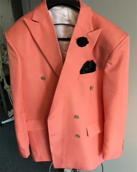 2 шт. оранжевый пиджак брюки мужские костюмы для свадьбы пик лацкан на заказ мужские костюмы наборы на заказ костюмы для вечеринок на заказ комплекты костюмов