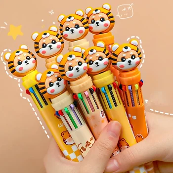 10 цветов Kawaii Tiger шариковая ручка 0,5 мм красочные чернила механические гелевые ручки пресс-ручки корейские канцелярские школьные канцелярские принадлежности