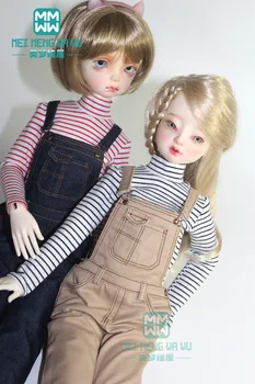 Одежда для куклы подходит 40-43см 1/4 БЖД аксессуары мода Полосатая футболка, джинсовые брюки на ремешке