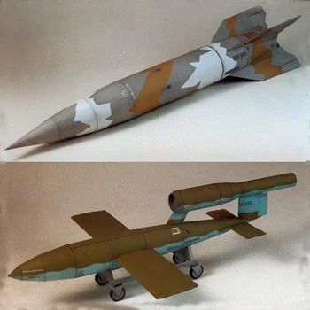 1:24 Масштаб Вторая мировая война Германия V1 / V2 Модель ракеты DIY 3D бумажная карта Строительные наборы Строительство Образовательная Военная модель Игрушки