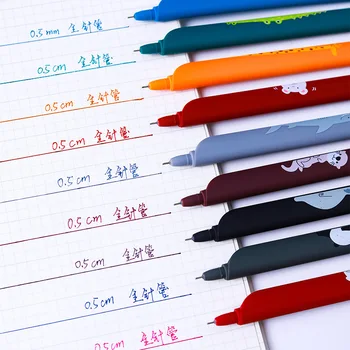 5 шт./лот 0,5 мм Kawaii Гелевая ручка с линейкой Закладка 3 в 1 Многофункциональные мультяшные ретро гелевые ручки Офисные канцелярские принадлежности