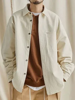 Мужчины Винтажный японский стиль Рубашка на пуговицах Куртка Кардиган Повседневная тонкая одежда Fit Одежда Уличная одежда для унисекс Мужчины Женщины
